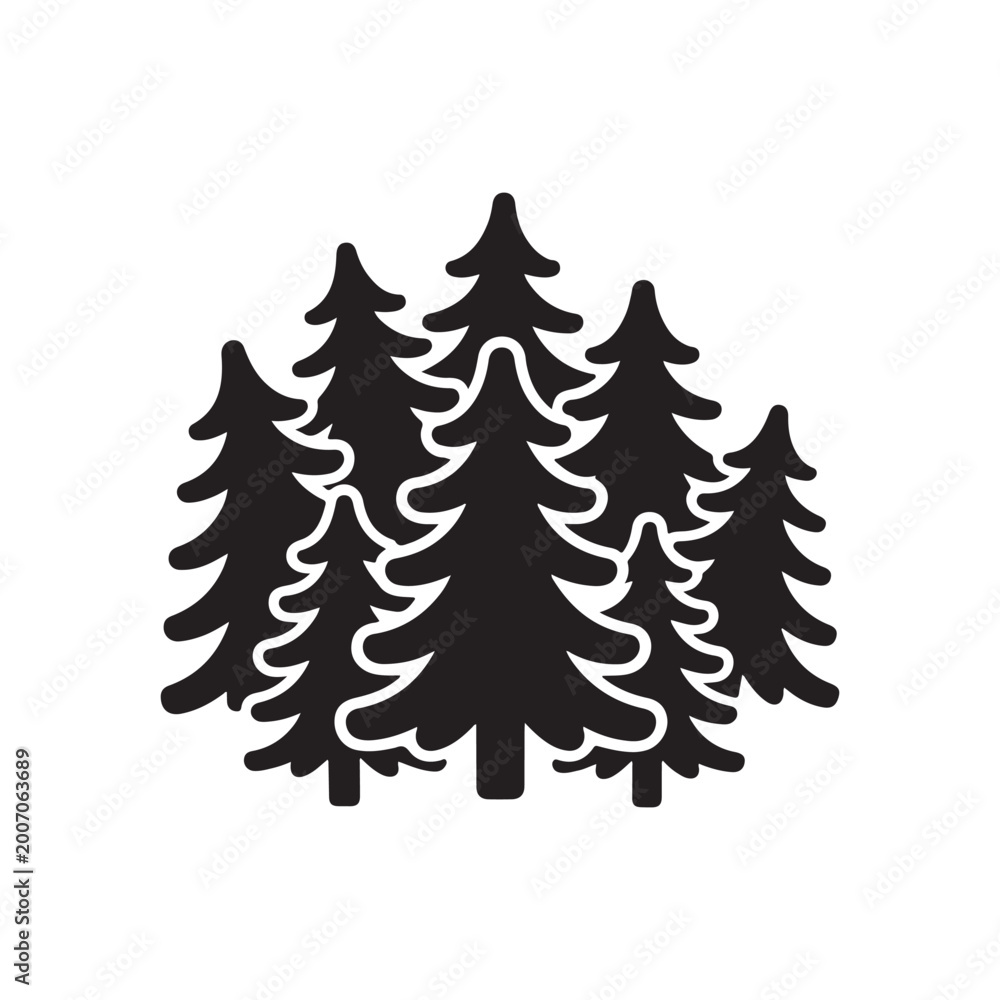 Obraz premium Group of dark green pine trees illustration