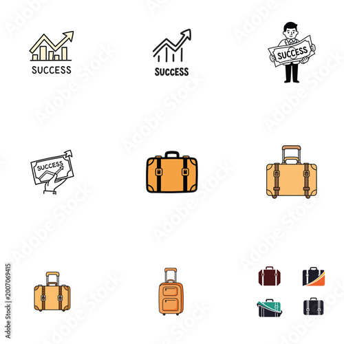 Business success icons pattern with growth arrows and career symbols