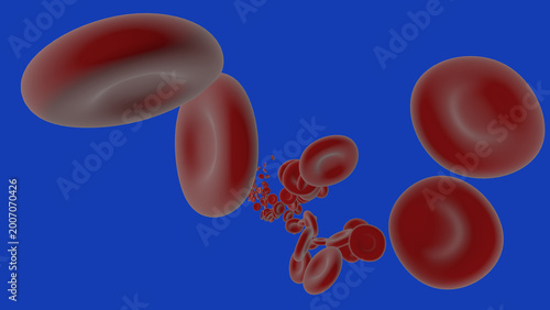 Isolated of red blood cell is flowing in a blood vessel (3D Rendering)