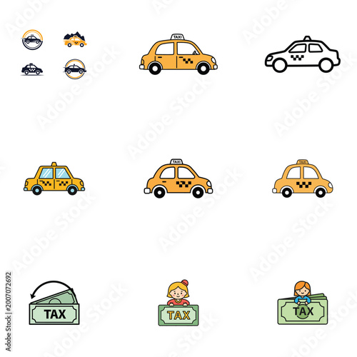 Abstract yellow taxi cab and blue plaid pattern vector background