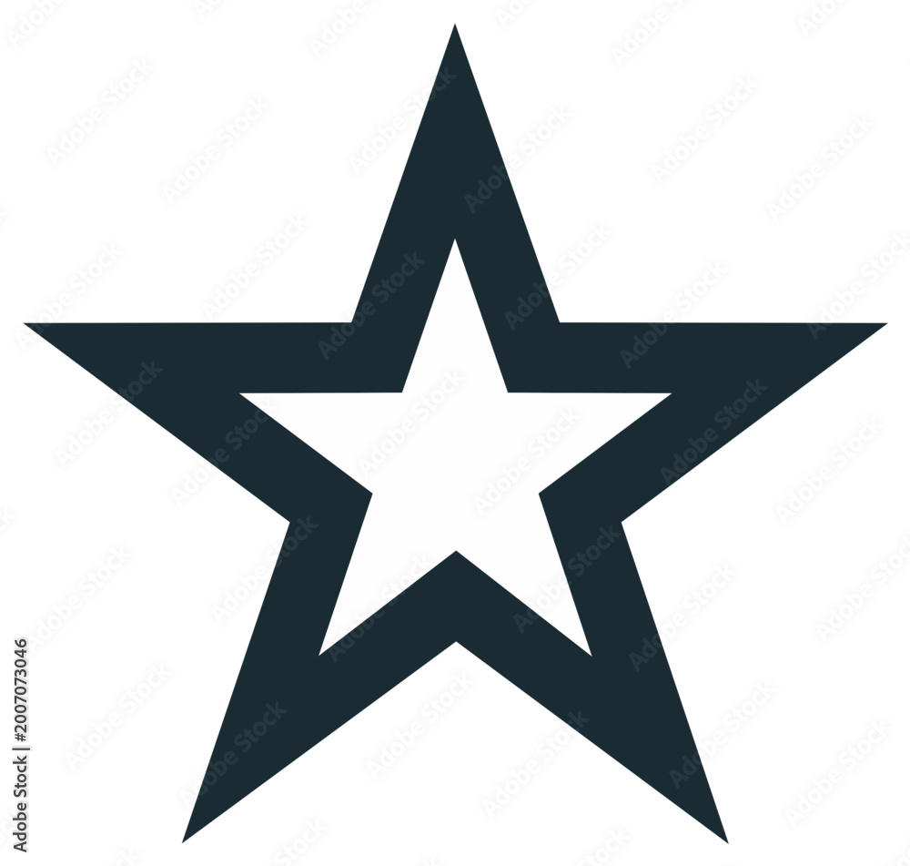Fototapeta premium Simple vector star outline, isolated black shape, holiday decor element