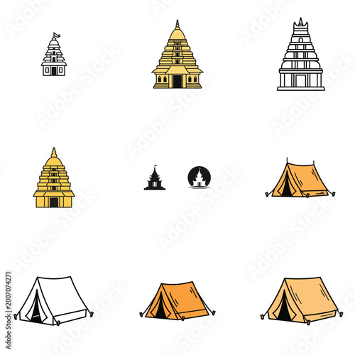 Indian Temple Architecture Abstract Vector Pattern Background