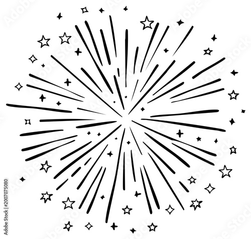 Hand Drawn Starburst and Firework Burst Design Element Celebrating Festive Events