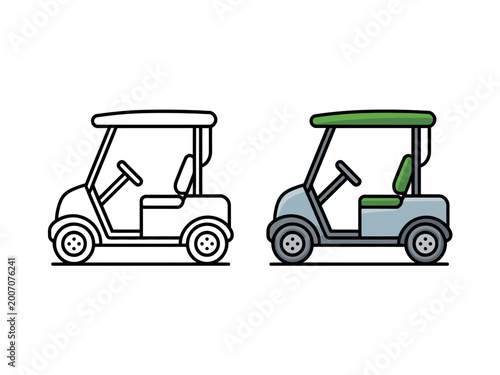 Golf Cart Vehicle Transport Icon Set Vector Illustration