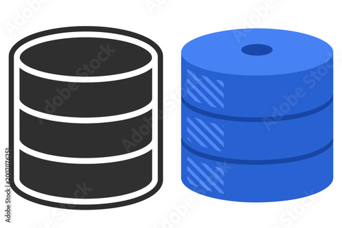 Database Storage Server Cylinder Icon Set Vector Illustration