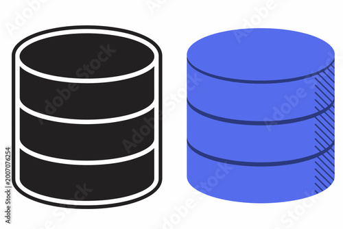 Database Storage Server Cylinder Icon Set Vector Illustration