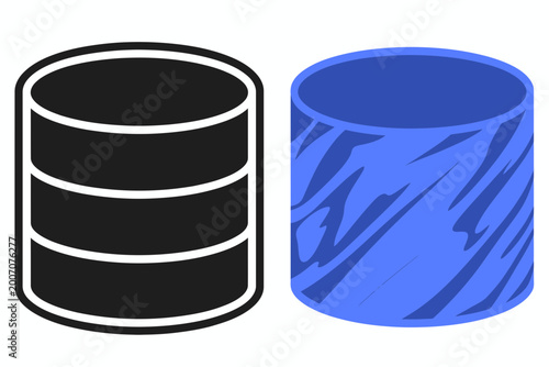Database Storage Server Cylinder Icon Set Vector Illustration
