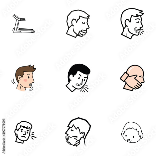 Abstract fitness pattern with male silhouettes and treadmill