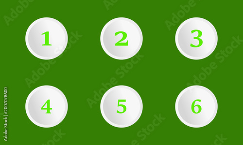 Numbered White Circles on Green Background