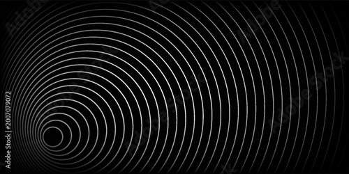 Create a bold look with a centric circle background featuring vector graphics of sound waves.