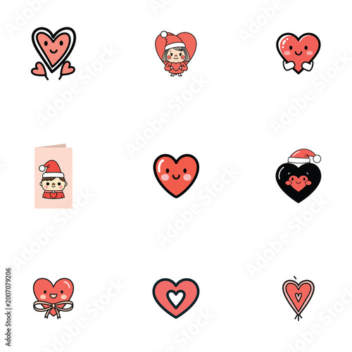 Festive Christmas heart and plaid ribbon seamless vector pattern