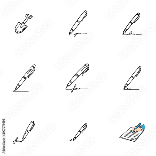 Seamless Pattern with Purple Plaid Bands and Pen Icons