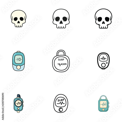 Abstract skull and padlock security concept vector illustration