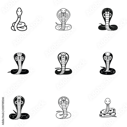 Seamless vector pattern with cobra snake silhouettes and stripes