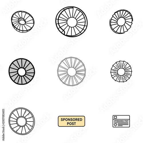 Abstract geometric vector with circular and linear motifs
