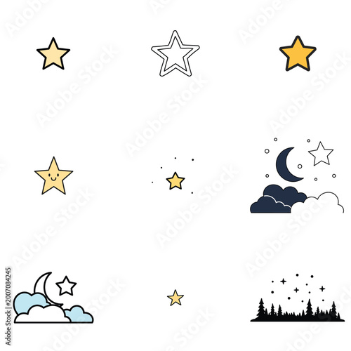 Seamless vector pattern with blue grid lines and yellow stars