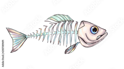 Canvastavla Fish Skeleton Illustration for Marine Biology and Aquatic Life Educational Conte