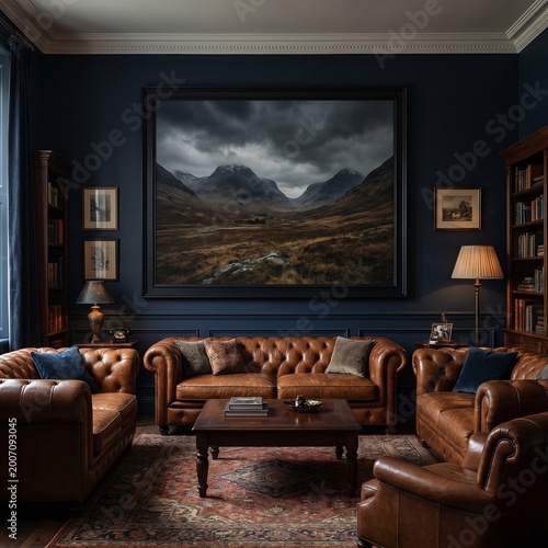 Modern living room interior with a sofa and television in a stylish home setting