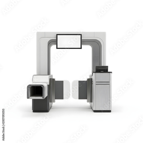 Modern Automated Airport Security Gate and Digital Identity Verification System Isolated on White