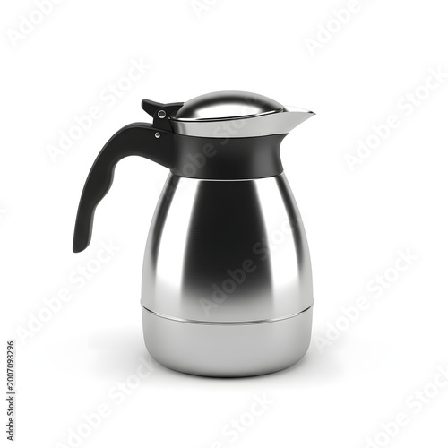 Stainless Steel Thermal Coffee Carafe, Modern Vacuum Insulated Coffee Pot for Hot and Cold Beverages, Isolated on White Background