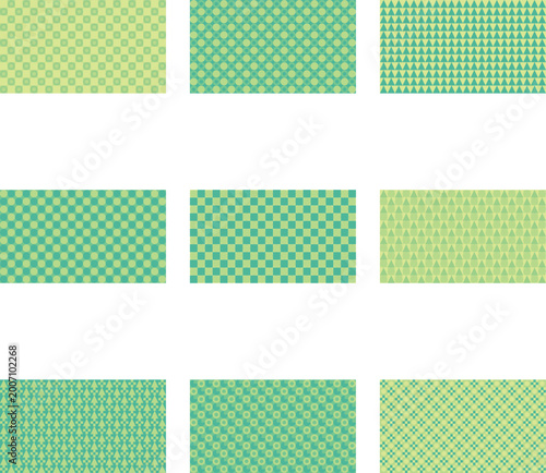 Abstract Geometric Grid Pattern in Pastel Green and Purple
