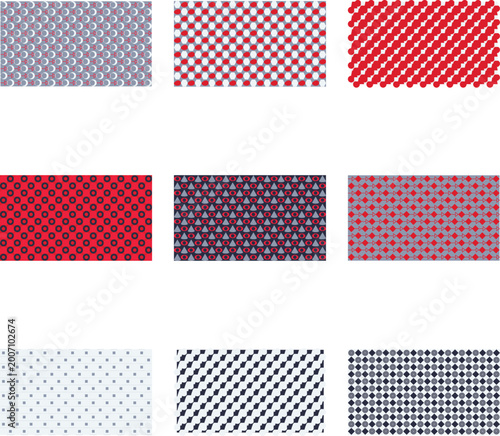 Red White and Blue Abstract Geometric Pattern Swatches