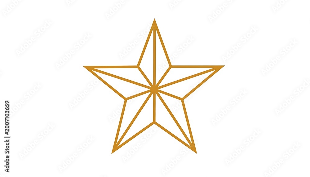 Fototapeta premium Golden star shape with lines.