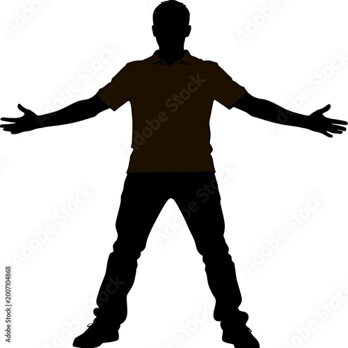 Man standing with arms outstretched silhouette.