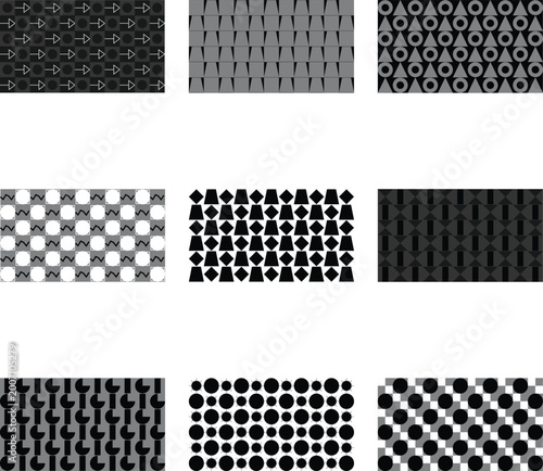 Blue and White Geometric Seamless Patterns Texture Set