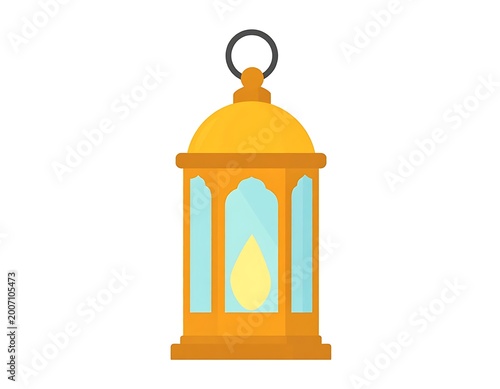 Traditional lantern with glowing candle inside.