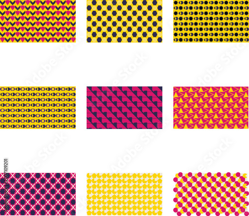 Colorful Abstract Geometric Seamless Pattern Set Vector Illustration