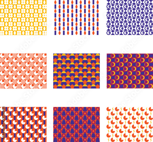 Canvas-taulu Collection of Abstract Geometric Pattern Backgrounds in Purple and Blue