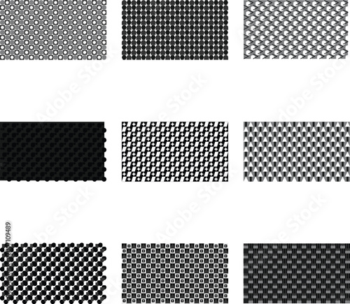 Monochromatic Blue and White Geometric Seamless Pattern Illustration