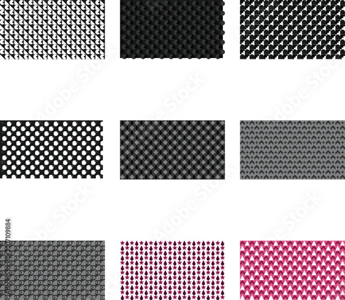 Blue and White Geometric Pattern Collection Vector Illustration