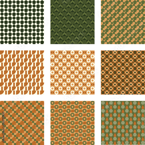 Abstract Geometric Pattern with Textured Shapes and Grid Lines
