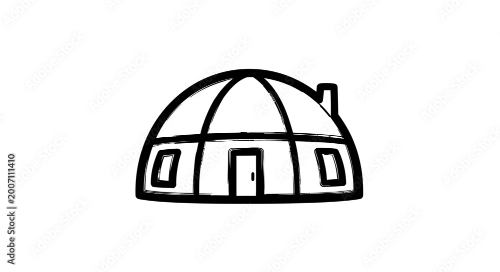 Fototapeta premium Simple hand drawn dome structure illustration against white background