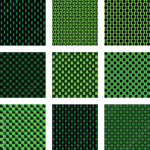 Abstract Green and Silver Geometric Metallic Grid Illustration