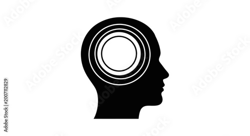 Black silhouette of human head.