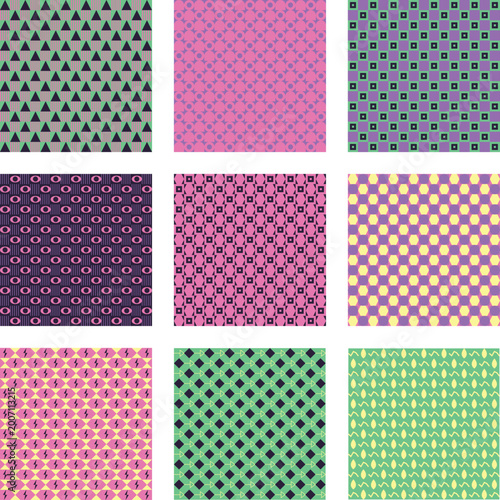 Abstract Geometric Pattern Background with Neon Pink and Cyan Colors