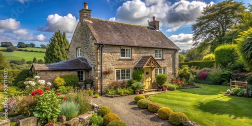 Rural Detached Cottage with Garden, rural life, garden,  rural life, garden, village, village house, landscape, house