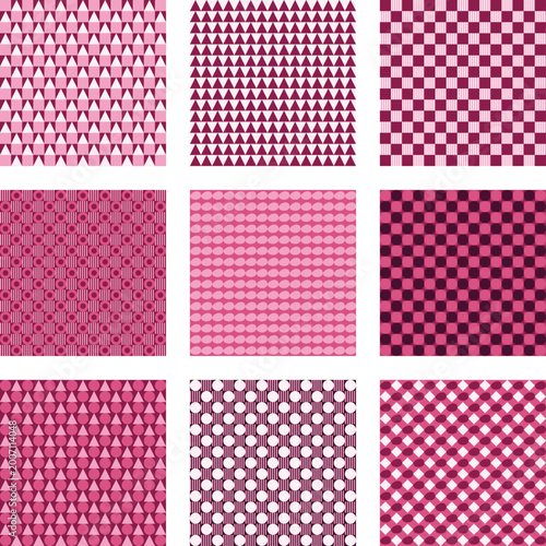 Pink and Purple Geometric Abstract Digital Pattern with Textured Grid