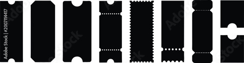 Foto Blank ticket templates for cinema, events, concerts, movie theater, raffle, lottery, entry pass, show admissions, vintage coupons, and creative invitations
