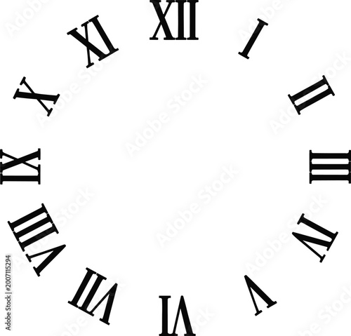 Schilderij op canvas Classic Roman Numeral Clock Face, Vintage Style Time Dial, Antique Watch Numeral