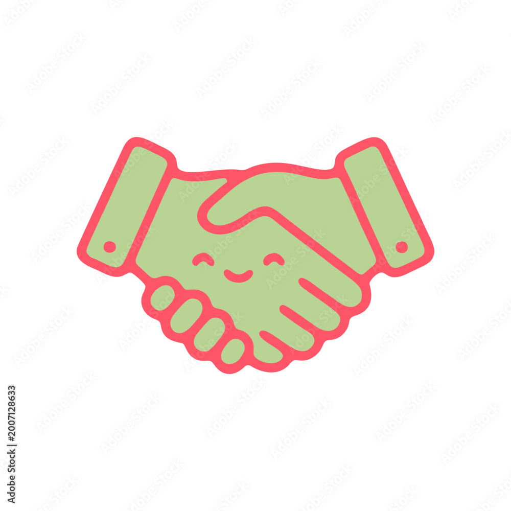 Obraz premium Cartoon hands shaking agreement teamwork partnership and business concept
