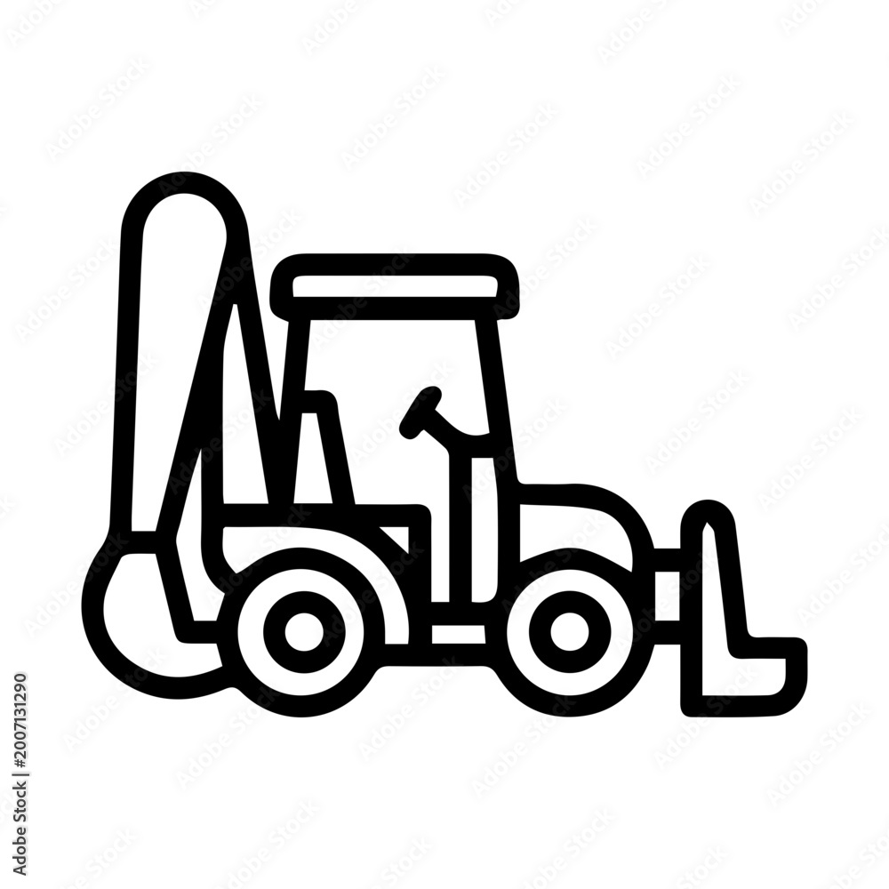 Fototapeta premium Backhoe Loader Line Icon