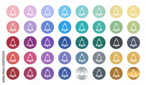 Schilderij op canvas Handbell outline icon on dark and light round backgrounds color variation UI vec