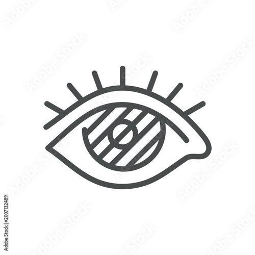 Blurred vision thin line icon for eye disorders, cataract and double vision. Editable stroke. Vector illustration.
