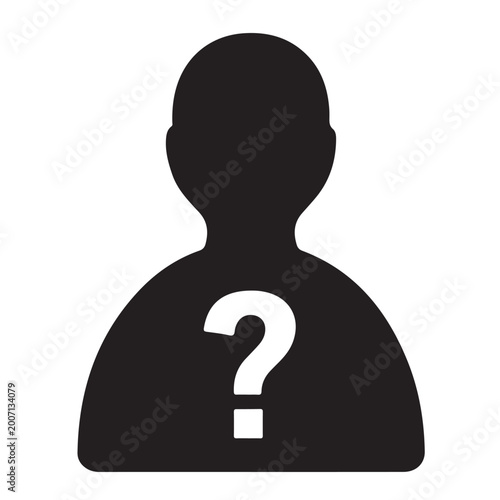 Silhouette icon of a person with a question mark unknown