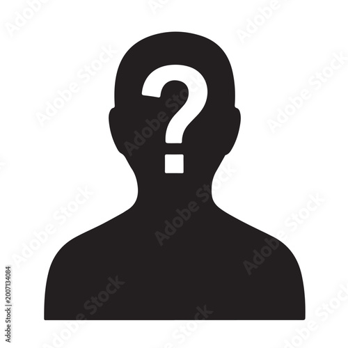 Silhouette icon of a person with a question mark unknown