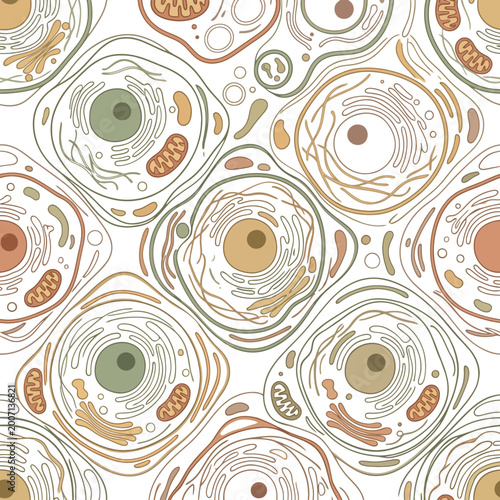 Foto Cellular structures a seamless pattern of biological components